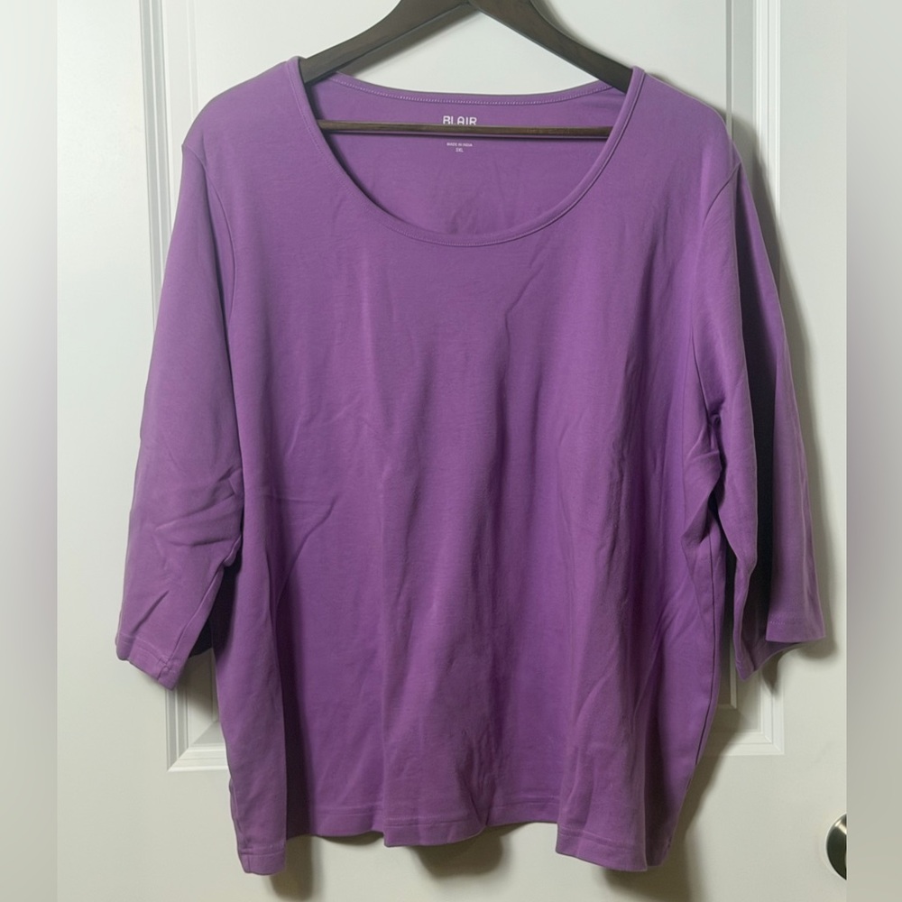 Blair Purple 3/4 Sleeve Top Womens Shirt